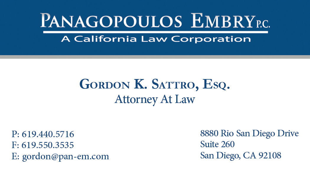 Gordon K. Sattro, Esq. Business Card Front