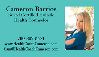 Health Coach Camerson Business Card Front