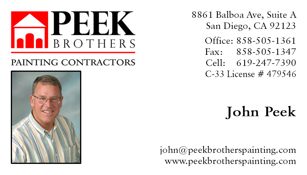 John Peek Peek Brothers Painting Business Card Front