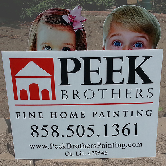 Peek Brothers Yard Sign w/Peaking Kids